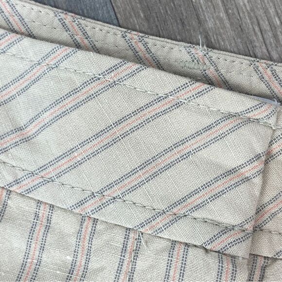 Loft Striped Linen Cotton‎ Blend Cuffed Hem Chino Shorts Tan 2 - Picture 5 of 10